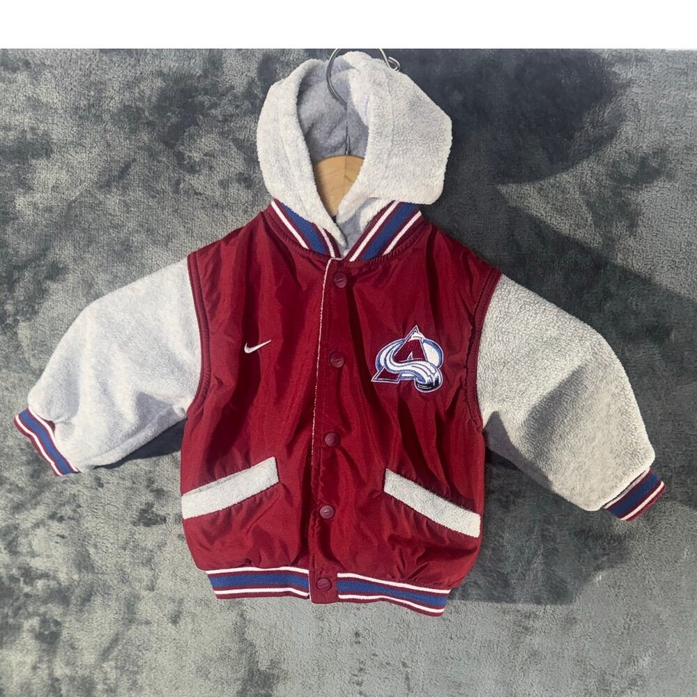 VTG 90s Nike Colorado Avalanche Hooded Varsity Jacket Baby Infant 12M NHL Hockey